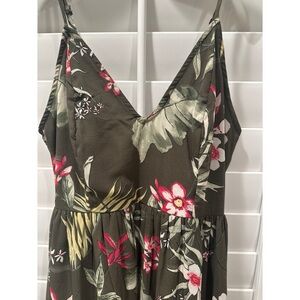 Japna Floral Olive Green Maxi Dress